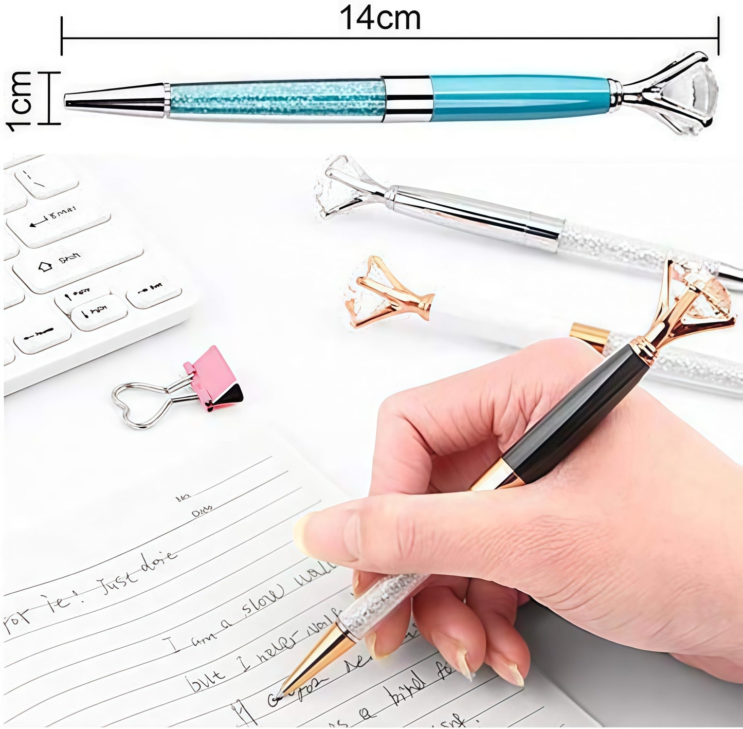 12Pcs Metal Diamond Pens Bling Crystal Ballpoint Pen Bulk with Black Ink Rhinestone Pen Aesthetic