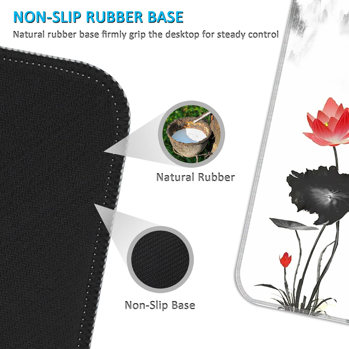 LL-COEUR XXL Landscape Gaming Mouse Pad Computer Keyboard Mat Office Desk Pad (Lotus, 31.4" x 11.8"