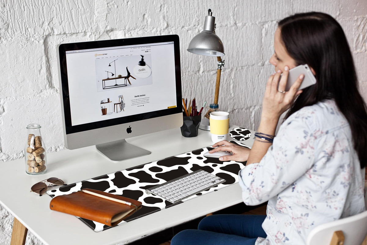 36x12 Mouse Pad Gaming Desk Mat Large Mousepad Cow Print Desk Pad Long Extended Protector Mat Full