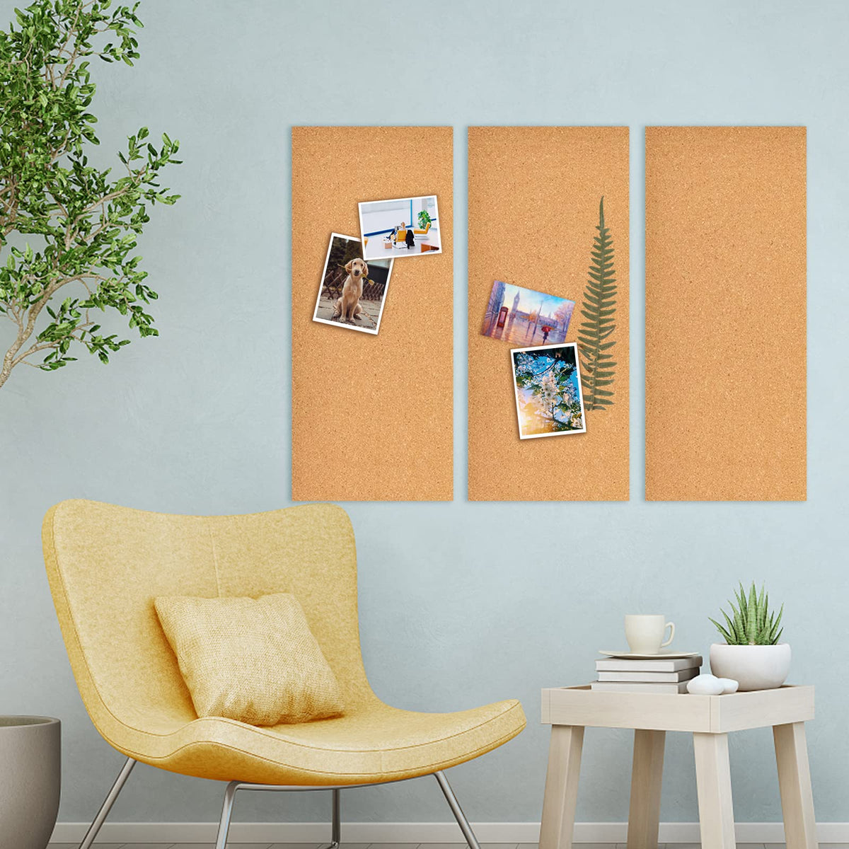 Aitakatta 17x8 Cork Board Tiles Bulletin Board, 1/4" Thick Self-Adhesive Cork Boards for Walls