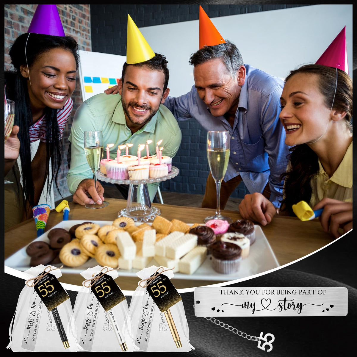 Sinload 25 Sets Birthday Favors for Guests 25 Thanks for Coming Ballpoint Pens 25 Metal Bookmarks