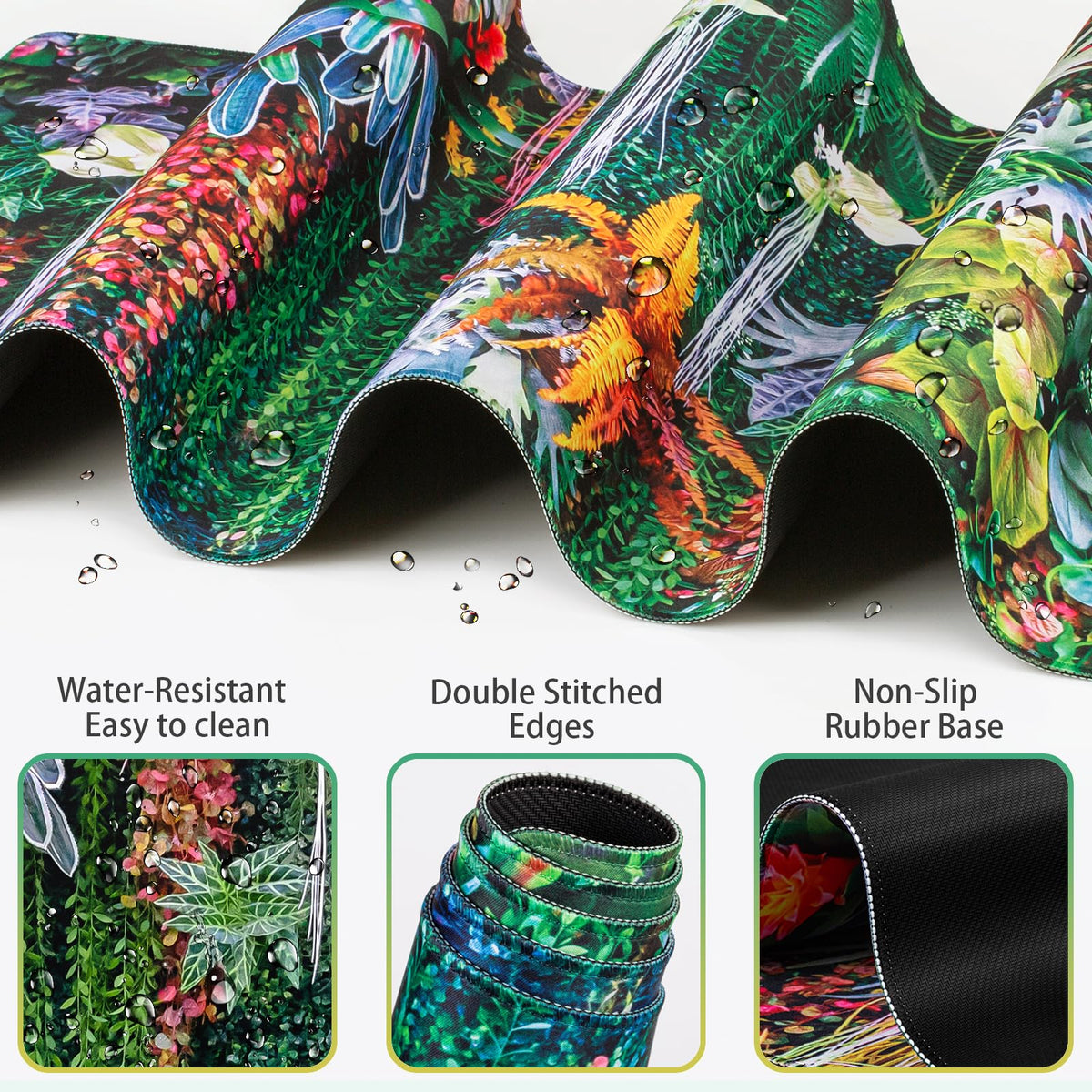 Desk Mat Floral, Large Gaming Mouse Pad with Wrist Rest 4in1 XXL