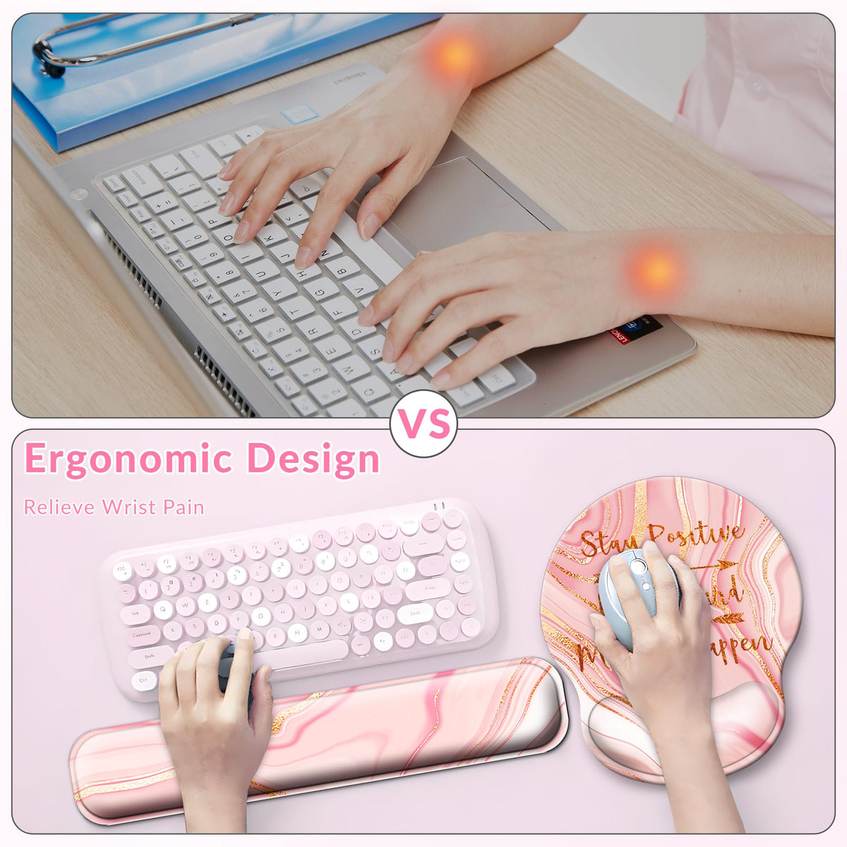 Large Mouse Pad and Keyboard Wrist Rest + Desk Mat Set,Full Long Mouse Pads for Desk Accessories