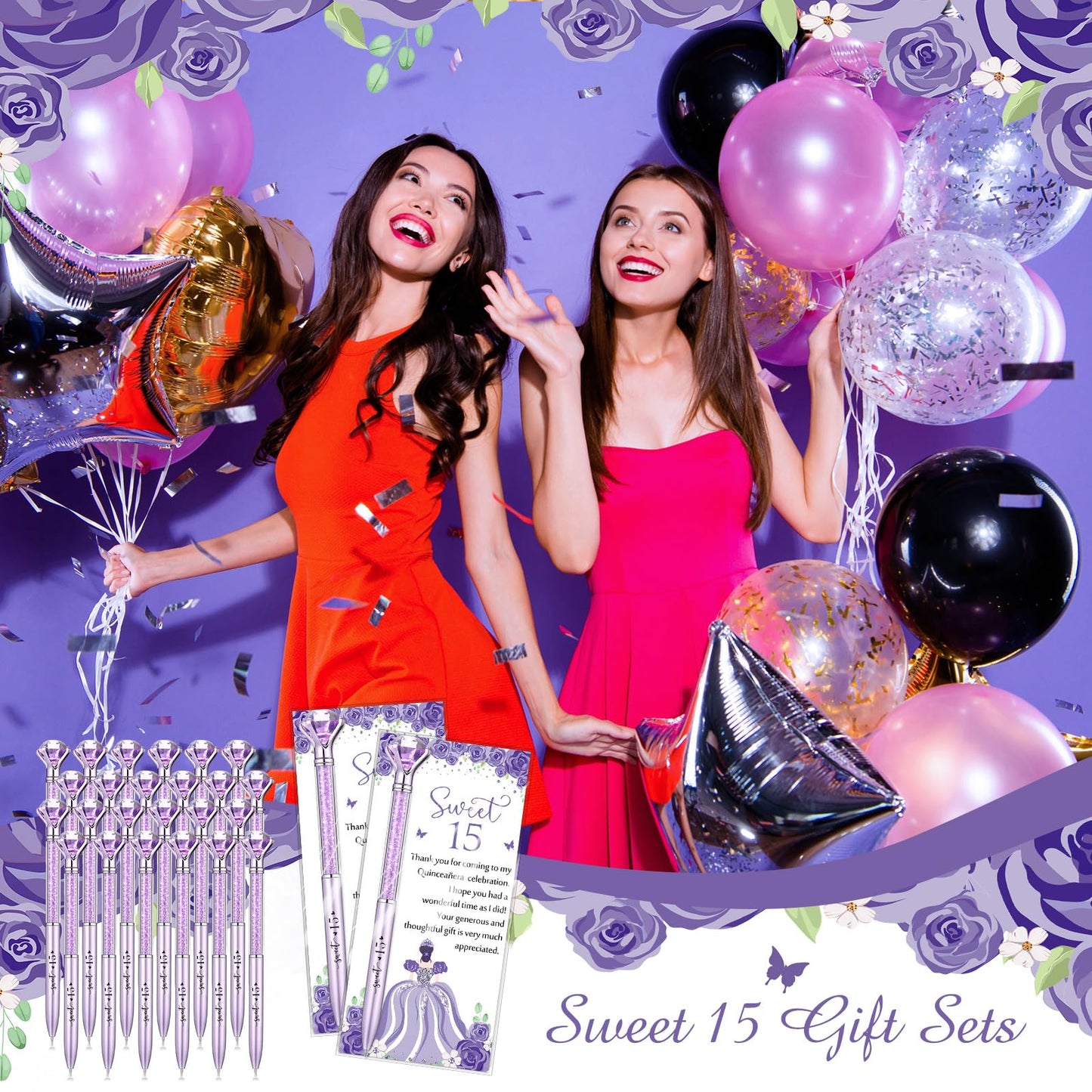 Sayglossy 50 Set Quinceanera Party Favor Sweet Gift, 15th, Purple