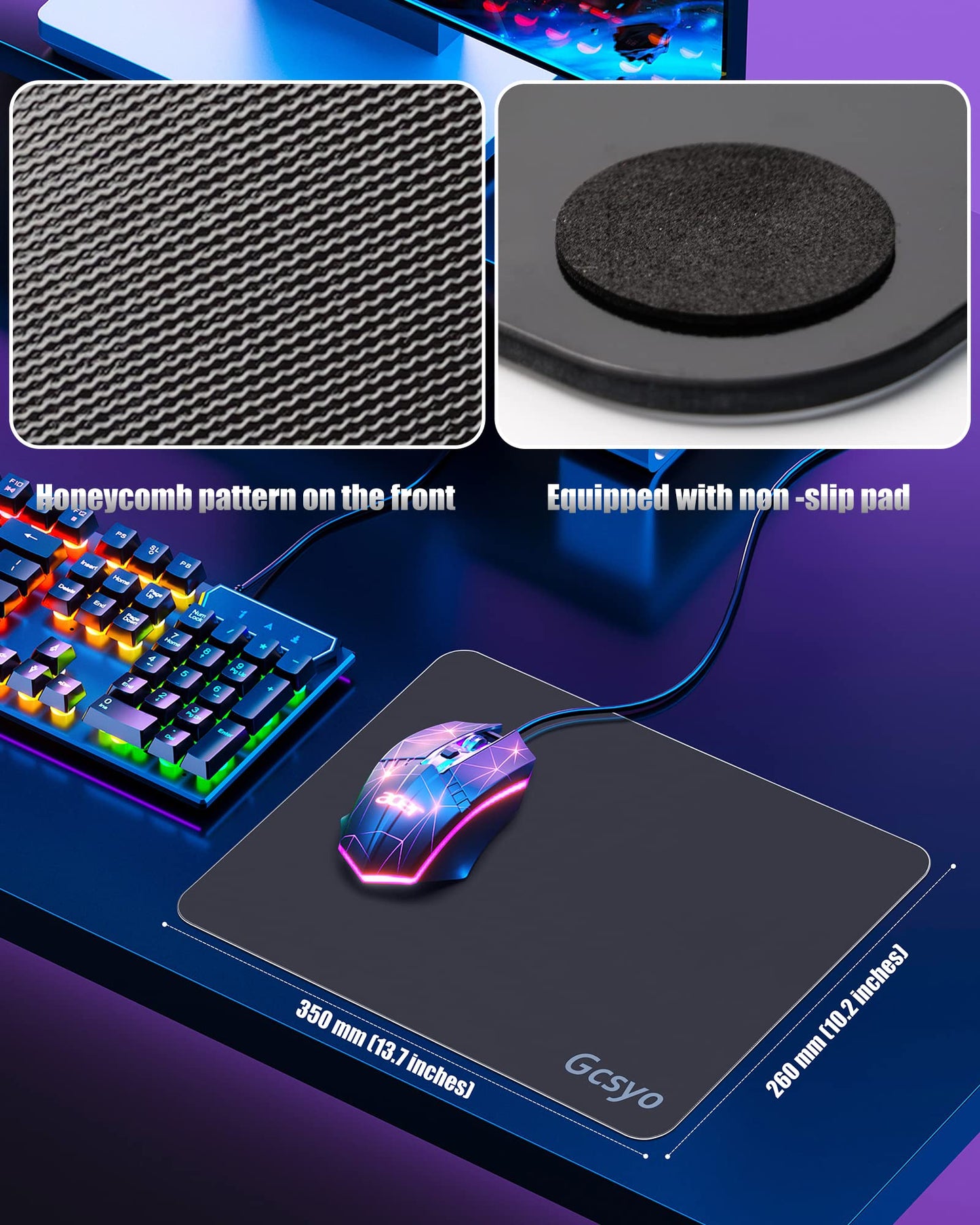 Professional Glass Gaming Mouse Pad for Logitech G502/G PRO/G703, Large Non Slip Mousepad for Avid