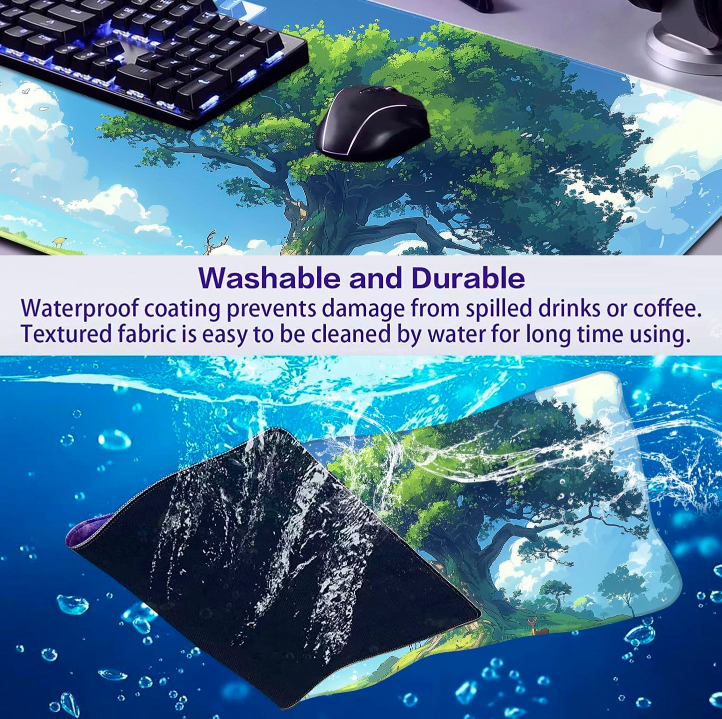 Large Green Plant Outdoor Landscape Office Desk Pad, Computer Mouse Pad