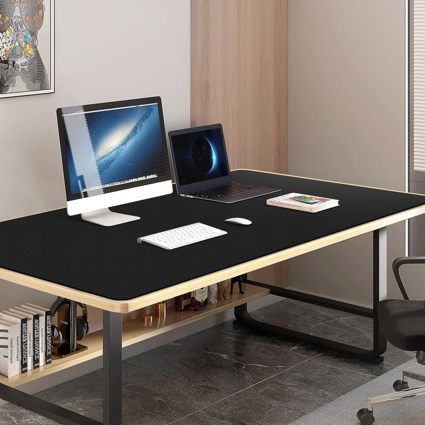 Vyaaa 59" x 28" Extra Large Desk Mat, Black