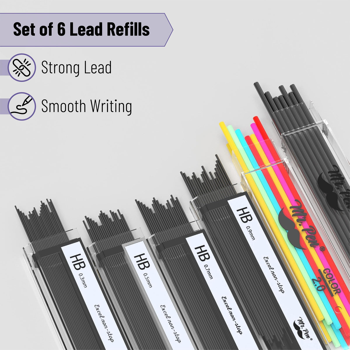 Mr. Pen- Metal Mechanical Pencil in Leather Case, 5 Pack, 5 Sizes, 0.3, 0.5