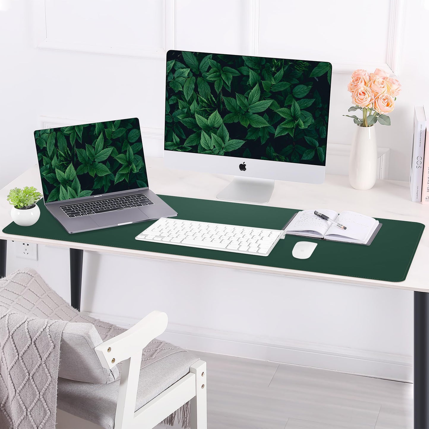 AFIING Cork Desk Mat 47" x 23.6", Dual-Sided Natural Cork & PU Leather Desk Pad, Non-Slip