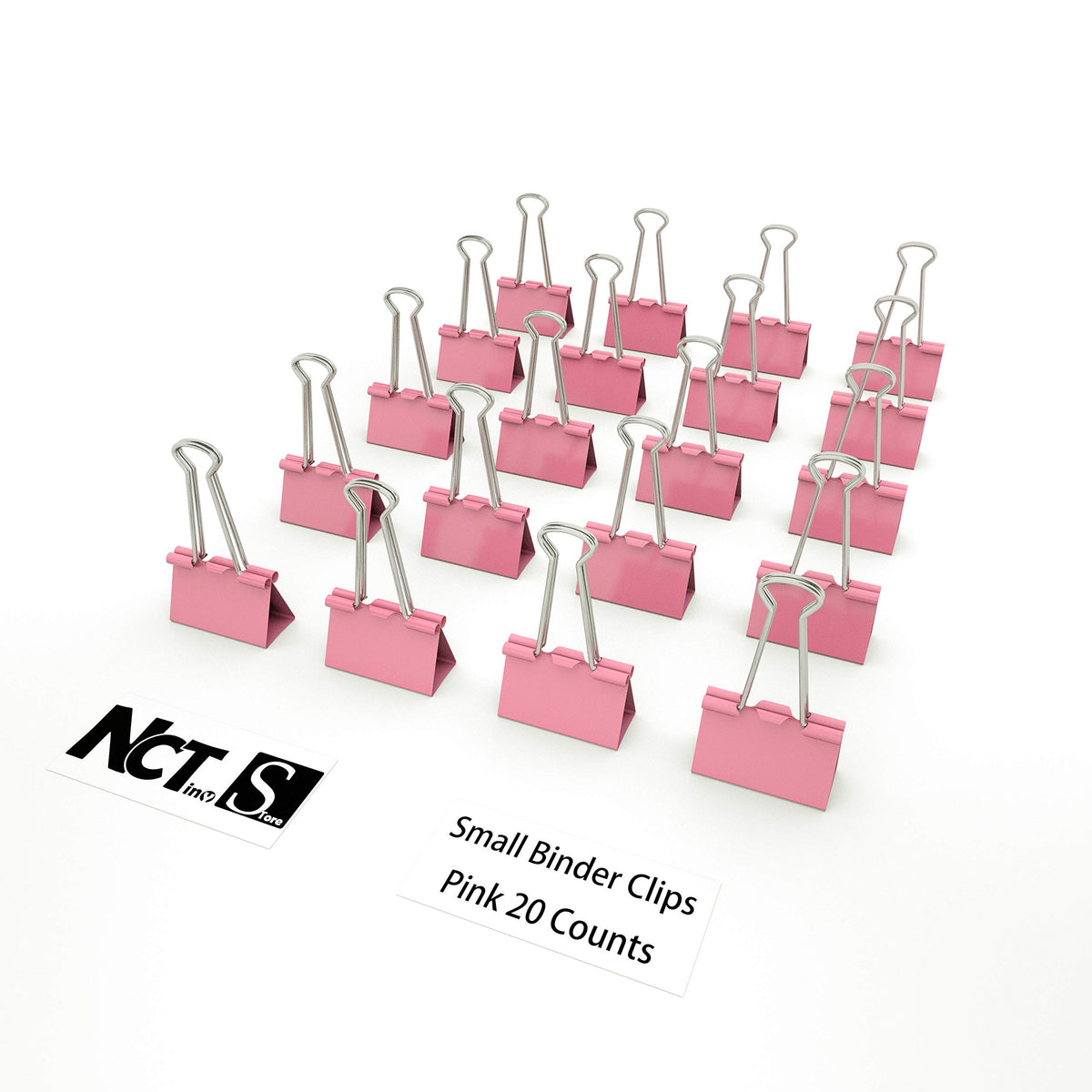 nctinystore Binder Clips Small Metal Clamp 0.75 inch / 19 mm (Pink, 20-PCS)