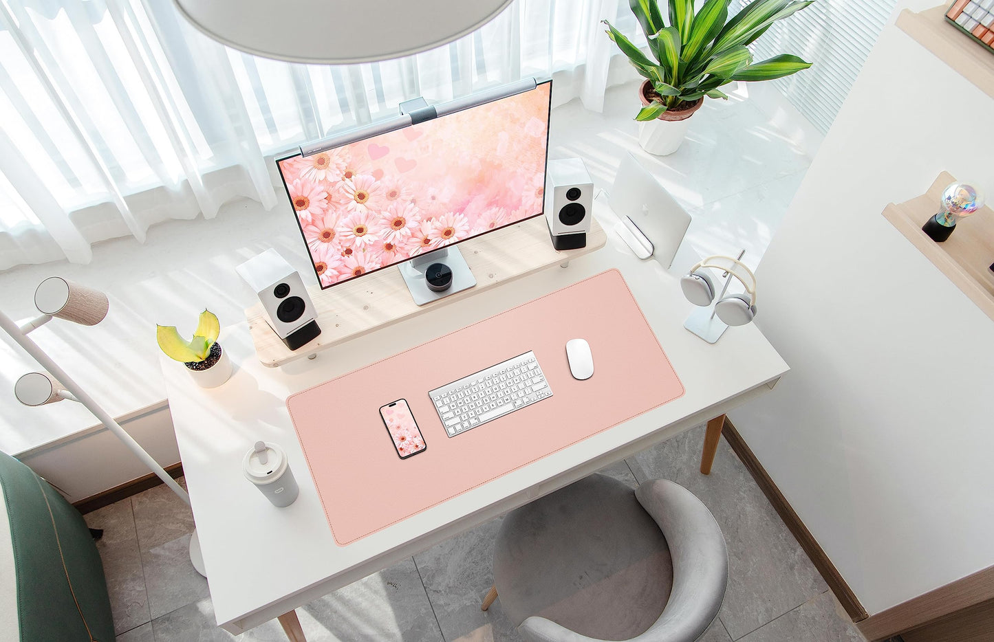 AFIING Cork Desk Mat, Rose Pink, 31.5" x 17", Desk Pad Protector