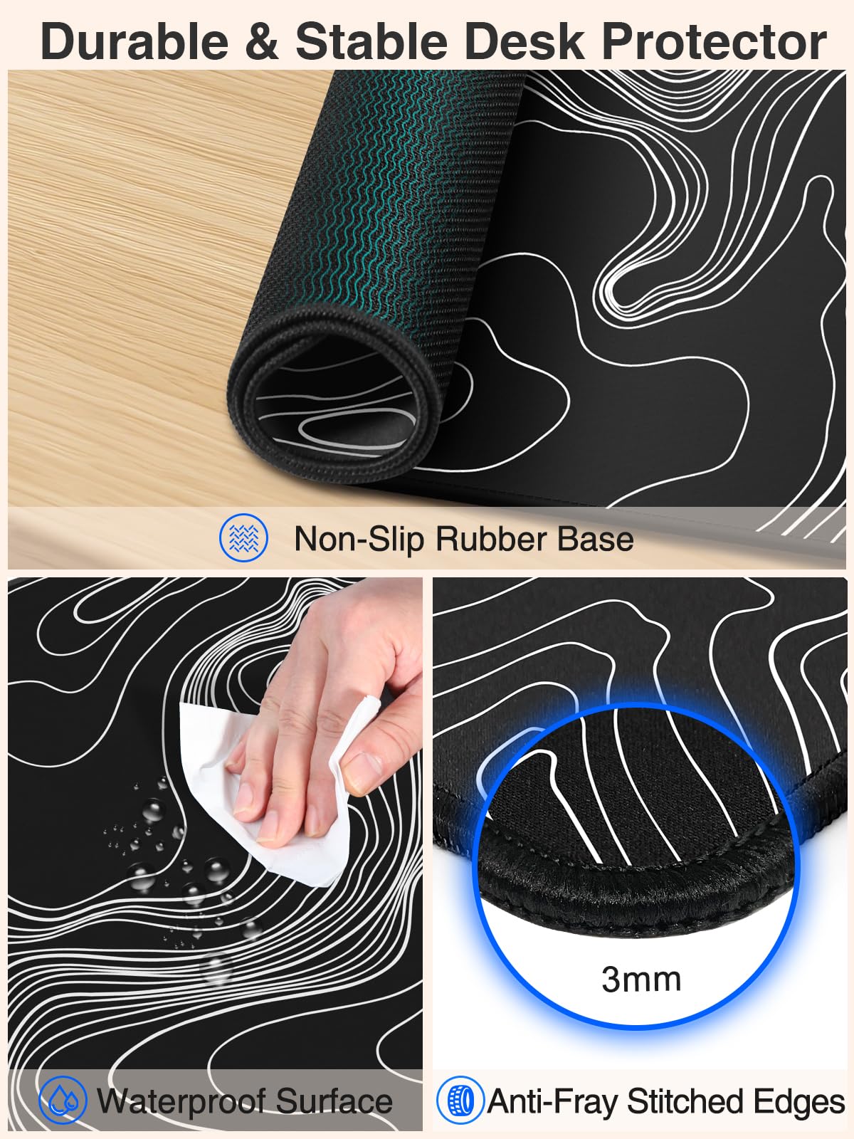 Wireless Charging Mouse Pad, 31.5"x15.8" Large Desk Mat, Smooth Glide
