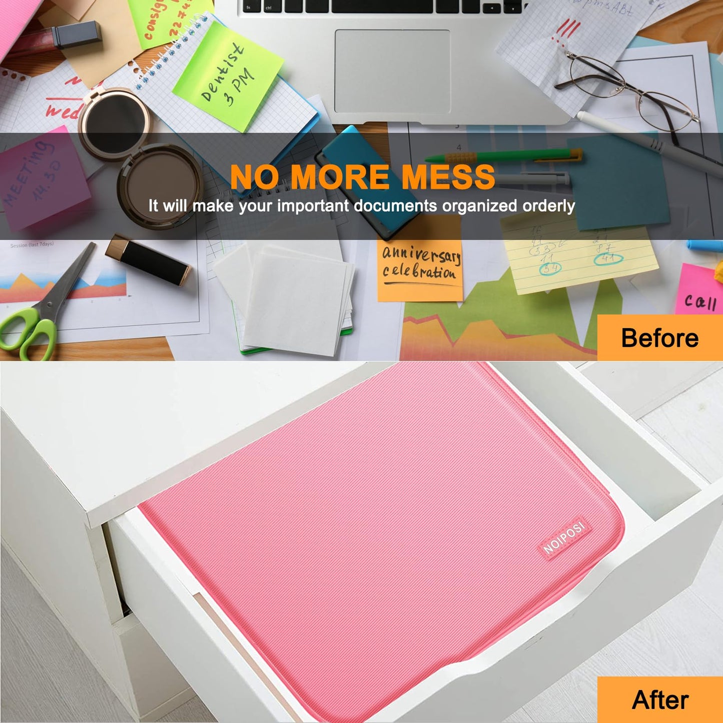 Noiposi 5200℉ Fireproof Document Box with Lock 8 Layers Water Resistant