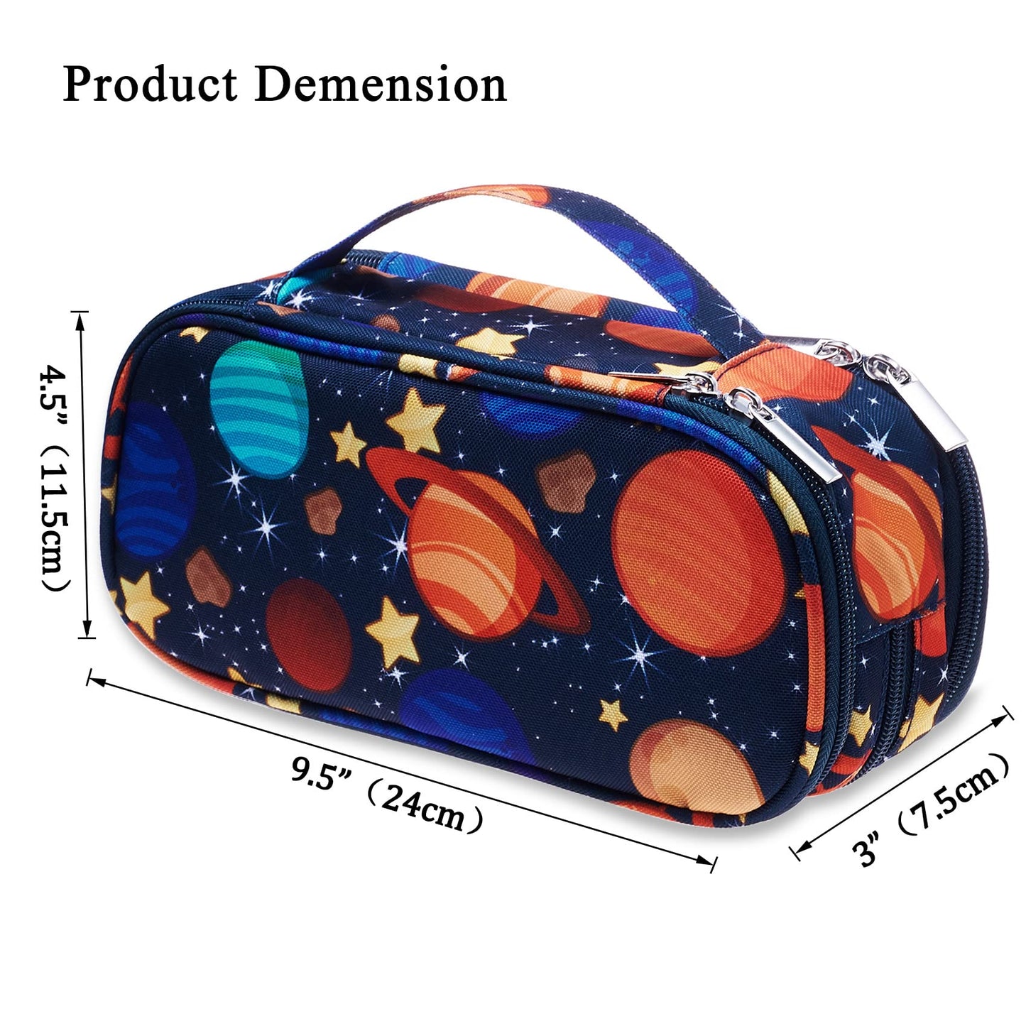 LParkin Galaxy Pencil Case for Boys Super Large Capacity 3 Compartments Space Pencil Pouch Space