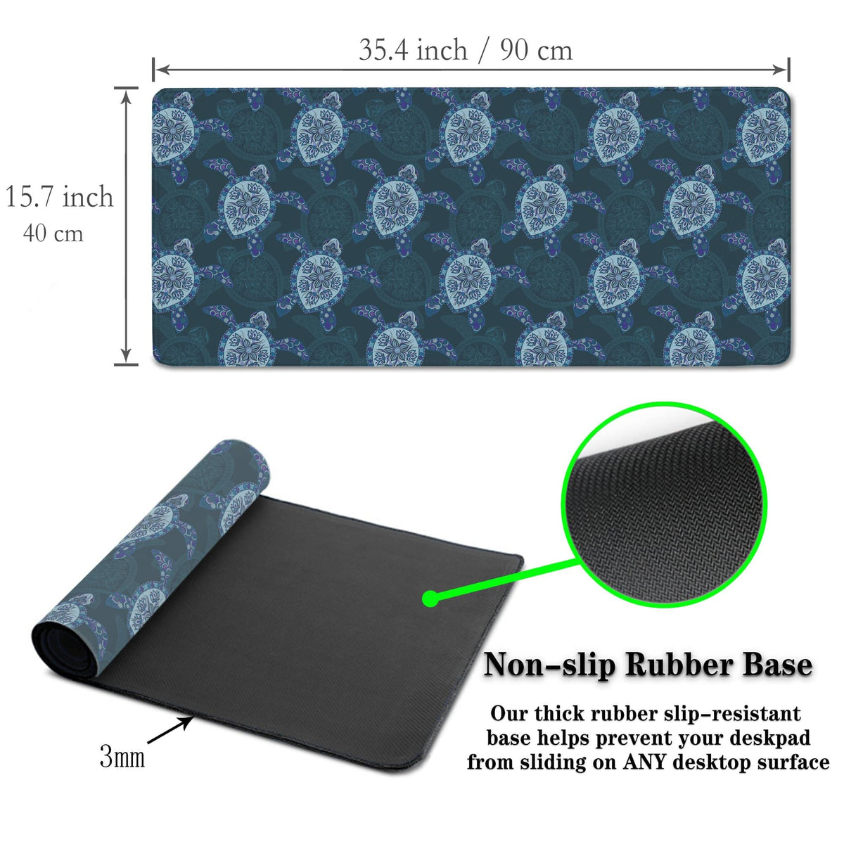 Samgula Computer Desk Mat Blue Mats, Gaming Mouse Pads Big Mouse Pad, Desk Pads Large Non-Slip