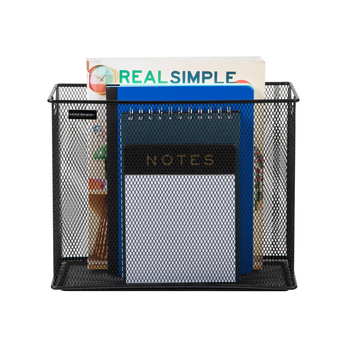 Mind Reader Vertical File Storage, Desktop Organizer, Hanging Files, Office, Metal Mesh, 12.25"L x