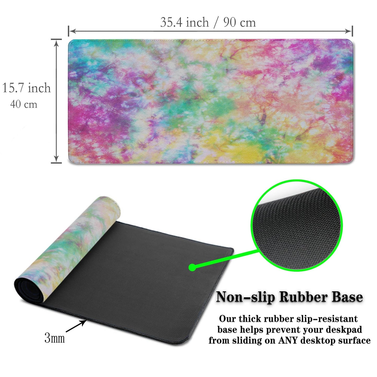 Samgula Desk Mouse Pad Rainbow Mats, XXL Mouse Pads Desk Pad for Women Keyboard Big Mousepads, Long
