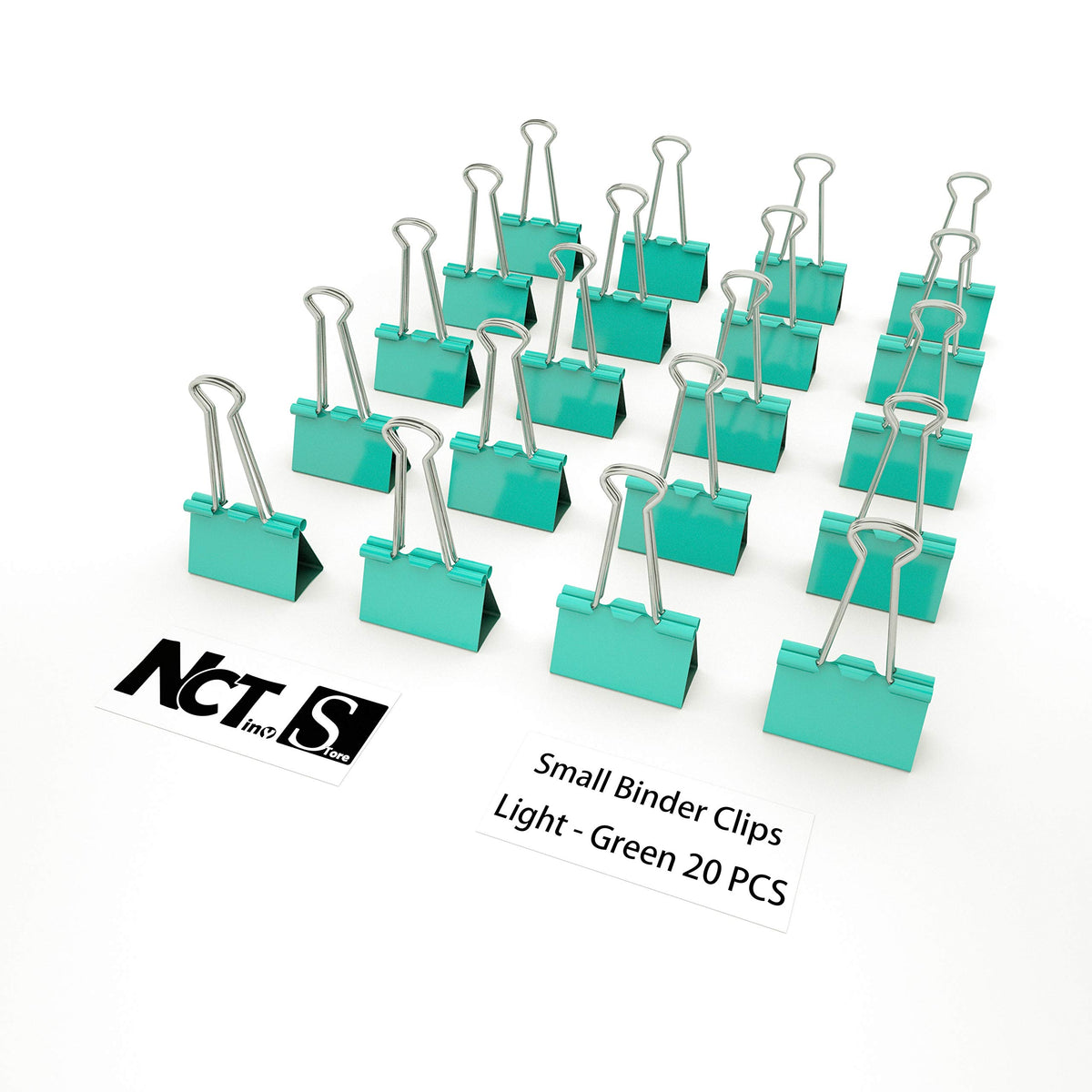 Nctinystore Binder Clips Small Metal Clamp 0.75 inch / 19 mm ?Light-Green, 20-PCS)