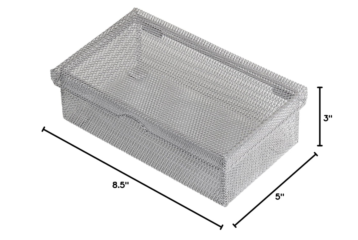 Ybm Home Silver Hinged Mesh Pencil, Markers, Pens Storage Box, School Supply Holder Office Desktop