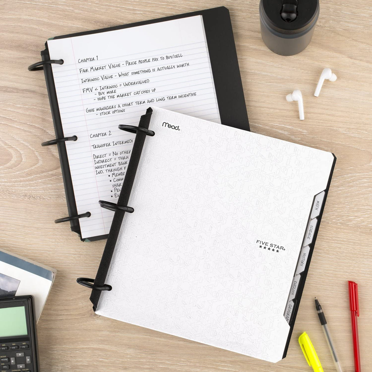 Five Star Flex Refillable Notebook + Study App, College Ruled Paper and 1-1/2 Inch TechLock Ring