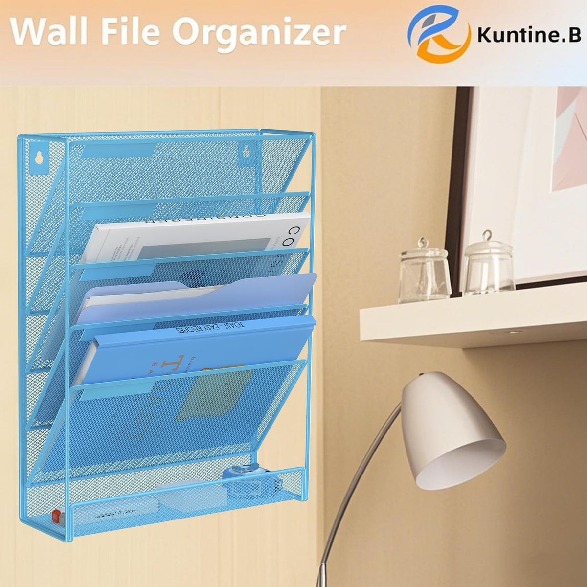 Kuntine.B Wall File Organizer Office Hanging Magazine Holder Wall File Organizer for Office Home