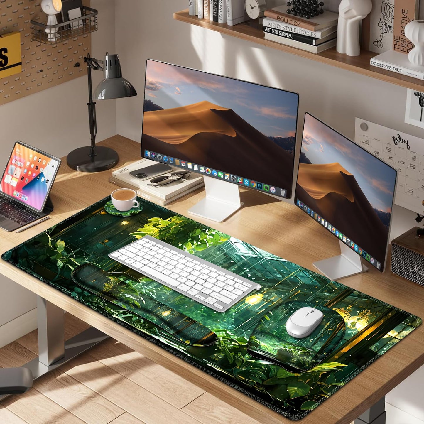 Large Mouse Pad with Wrist Support 4 in1 Set, XXL Big Game Mousepad + Keyboard Wrist Rest+Mouse