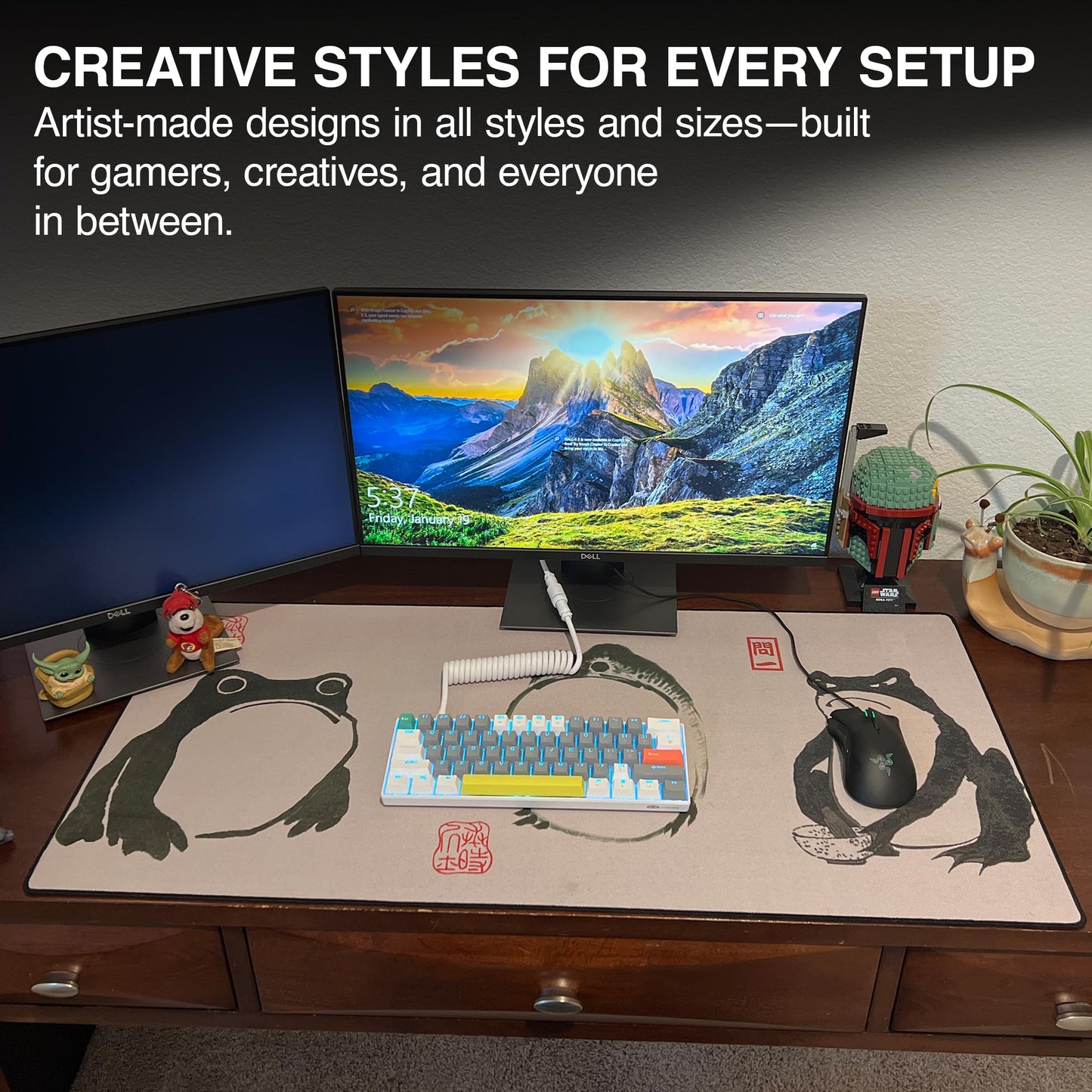 MPCO. Frog Gaming Desk Pad, 36" x 17" Duraglyde Fabric Non-Slip Desk Mat