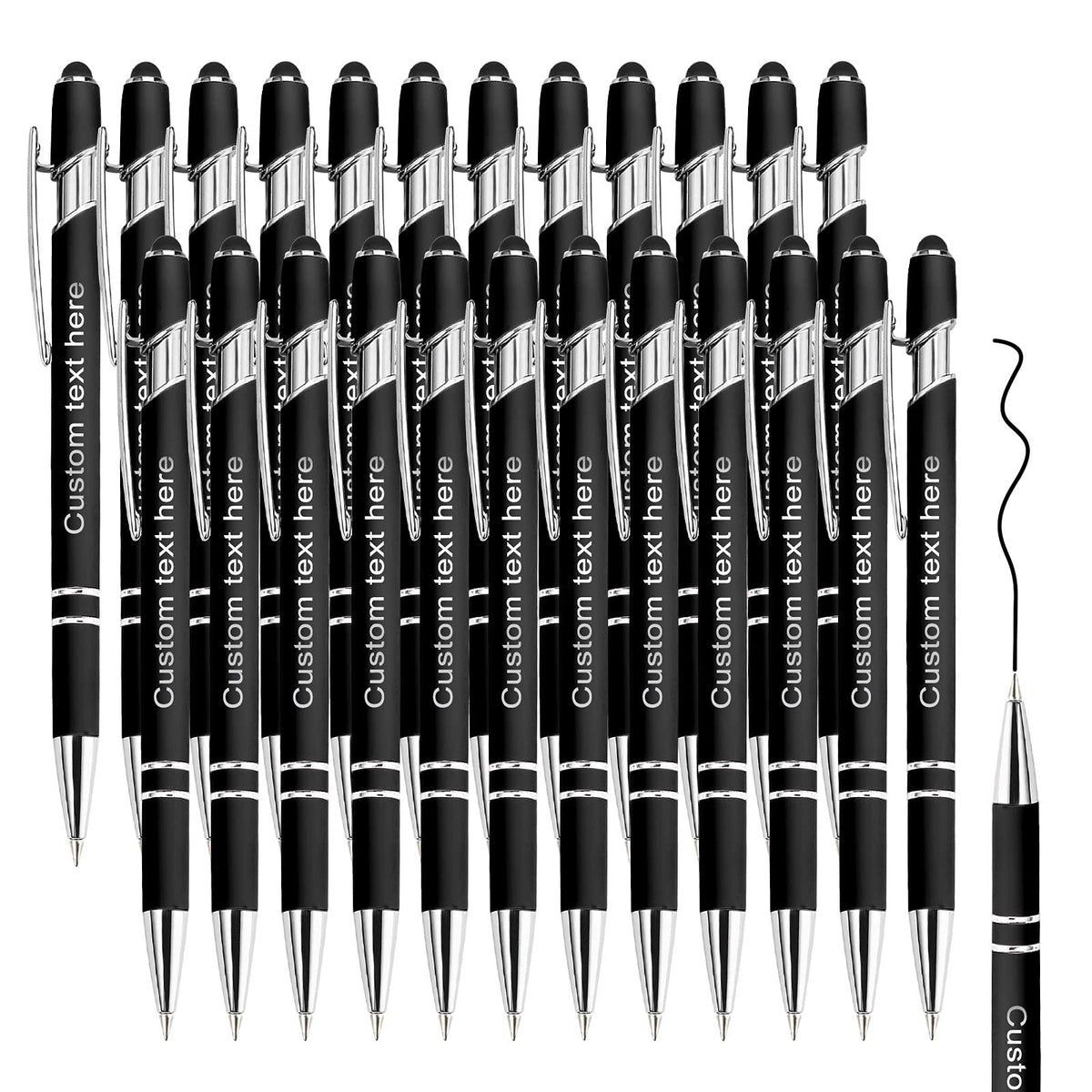 Amlion Custom Pens Personalized Bulk, Customized Ballpoint Pens with Stylus Name Message Logo