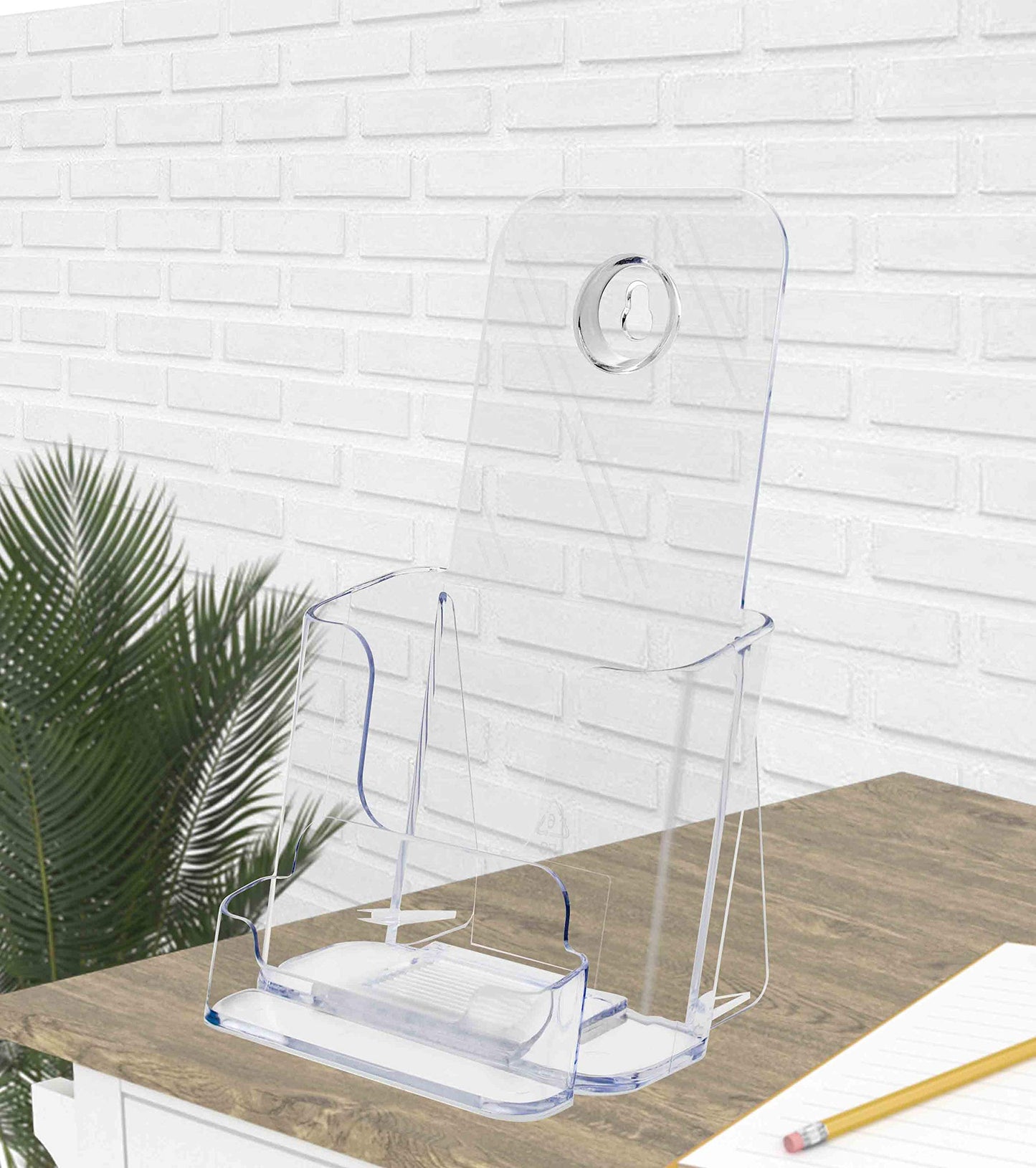 Marketing Holders 12 Pack Brochure Holder Stand with Card Pocket Clear Acrylic Literature Display