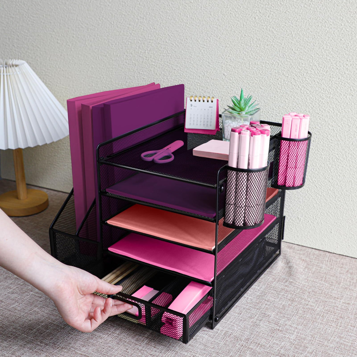 ideallife Desk Organizers and Accessories with File Holder, 5-Tier Paper Letter Tray Organiser with