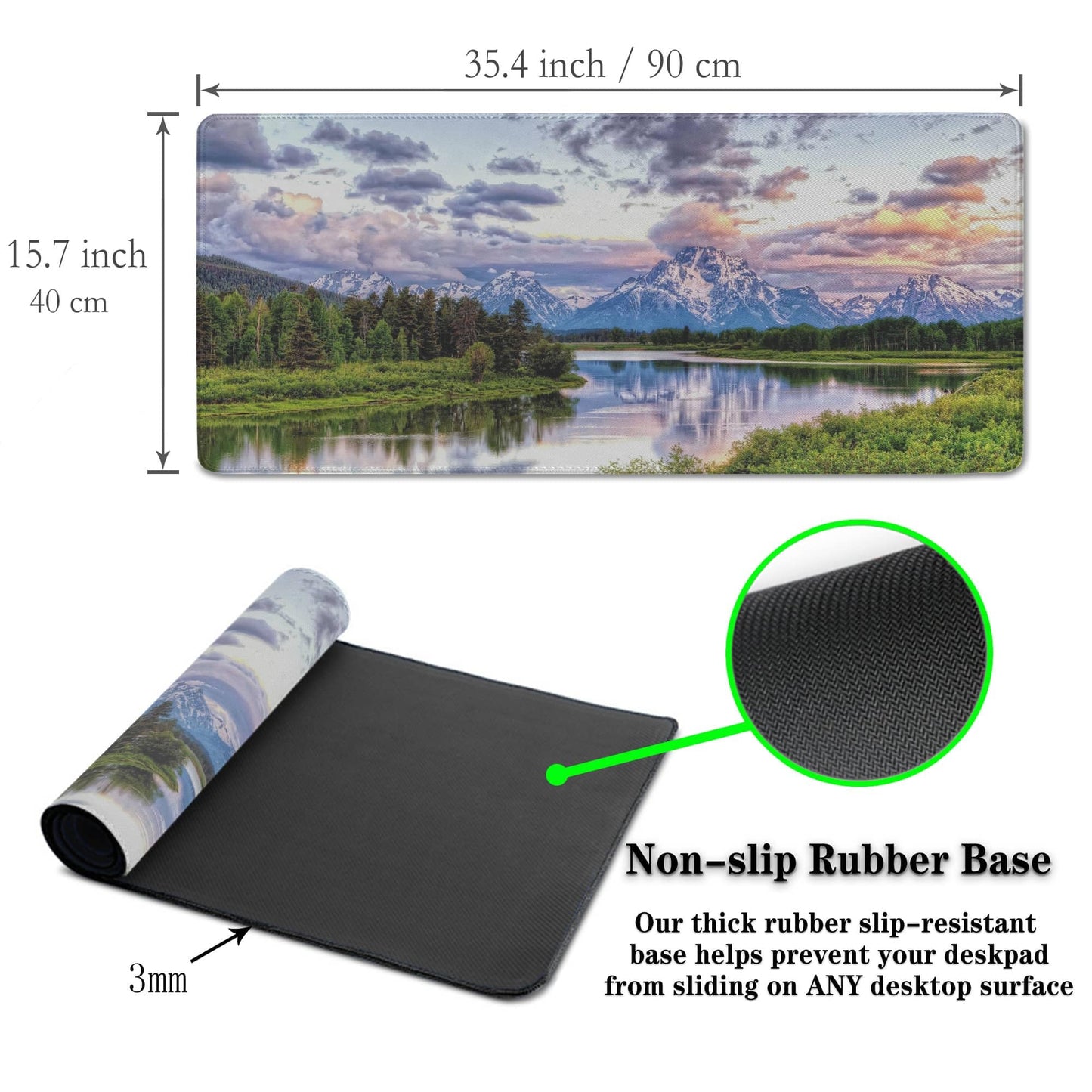 Samgula Gaming Mouse Pad Green Computer Pad, Large Mousepads Desktop Mats, Mouse Pad Big Waterproof