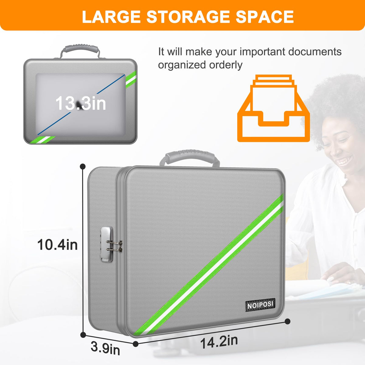 Noiposi 5200℉ Fireproof Document Box with Lock 8 Layers Water Resistant