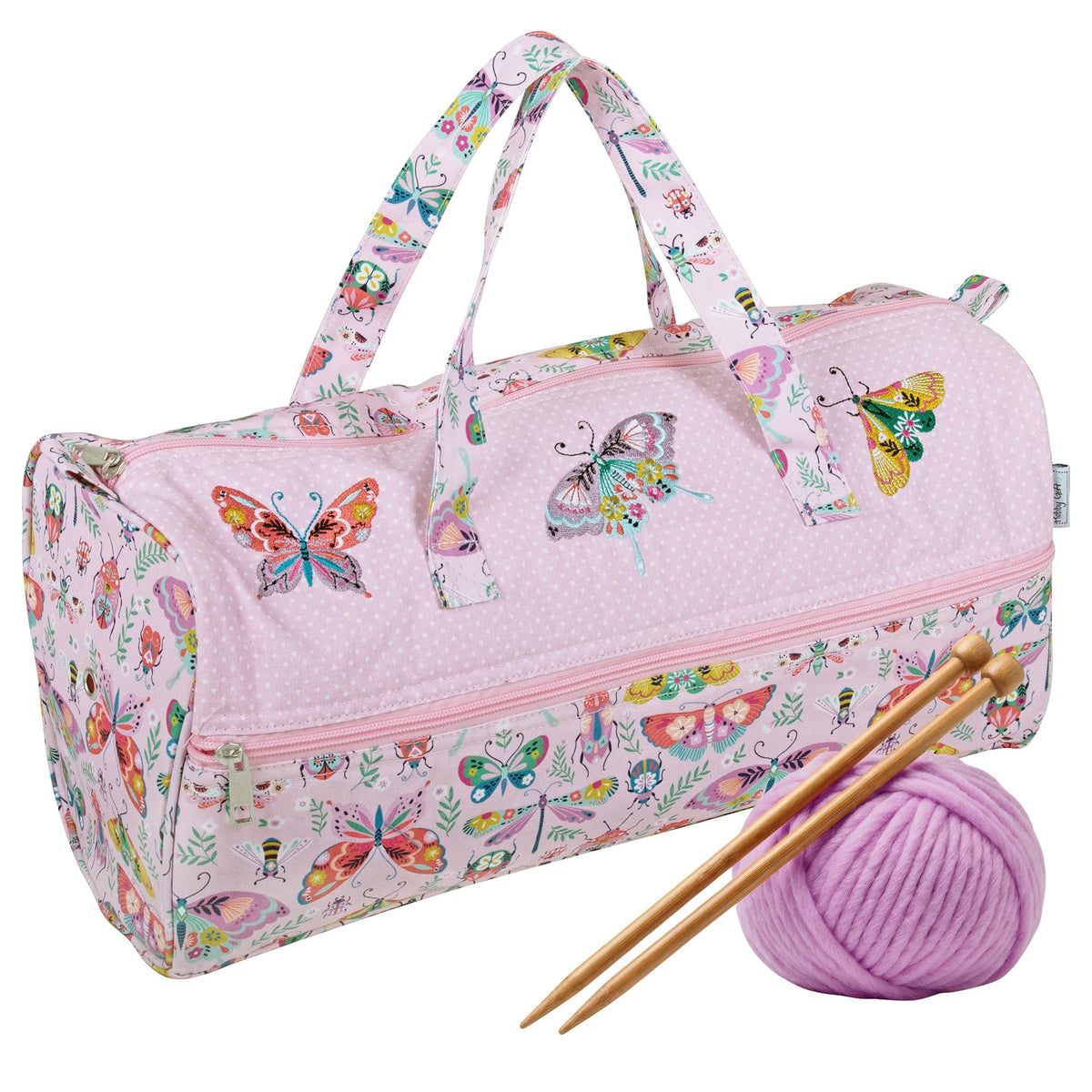 Hobby Gift Knitting Bag Large Yarn Storage Bag with Zippered Compartments for Knitting Needles