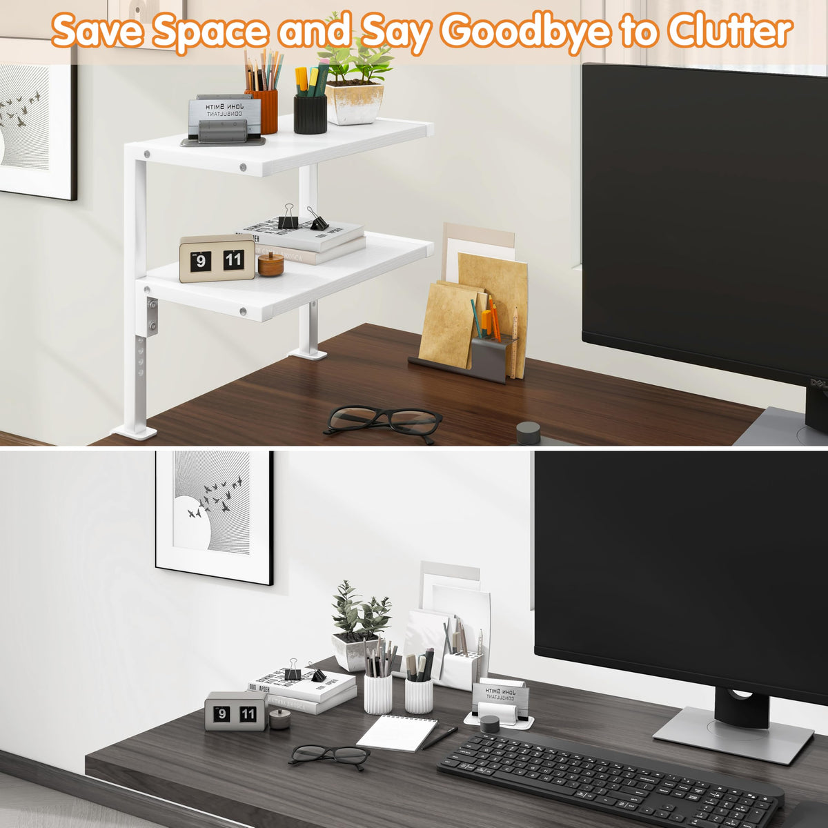 IBUYKE Clamp on Desk Organizer Shelf,Desk Extender Shelves UTMZ007W