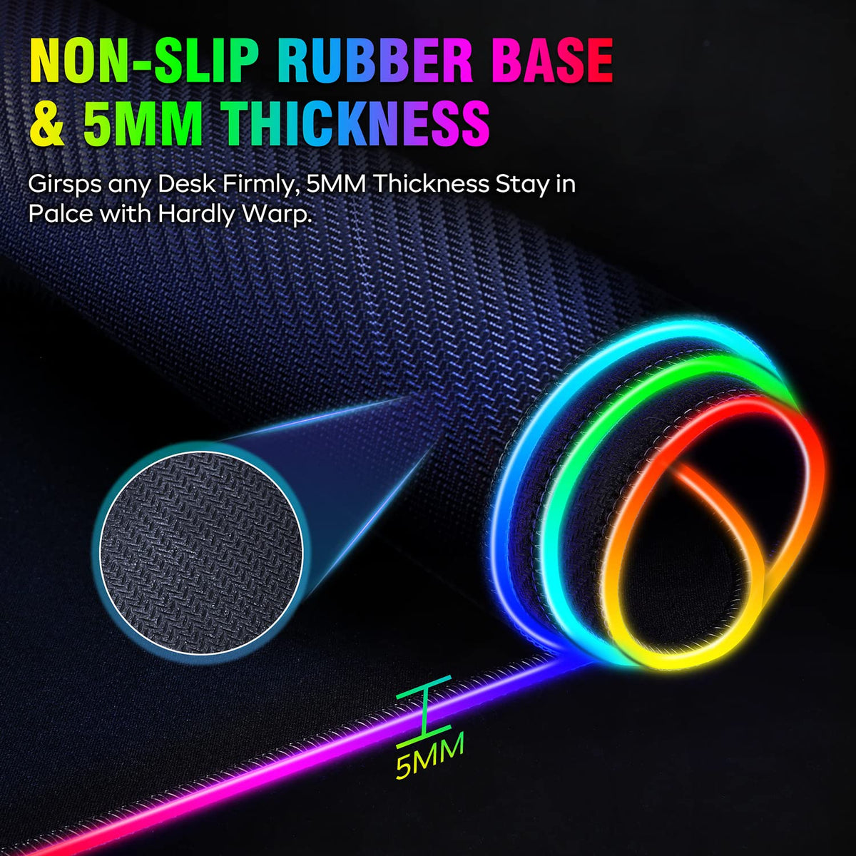 Gimars Large RGB Gaming Mouse Pad, Desk Pad with 12 LED Lighting Modes, Premium Micro-Weave Cloth