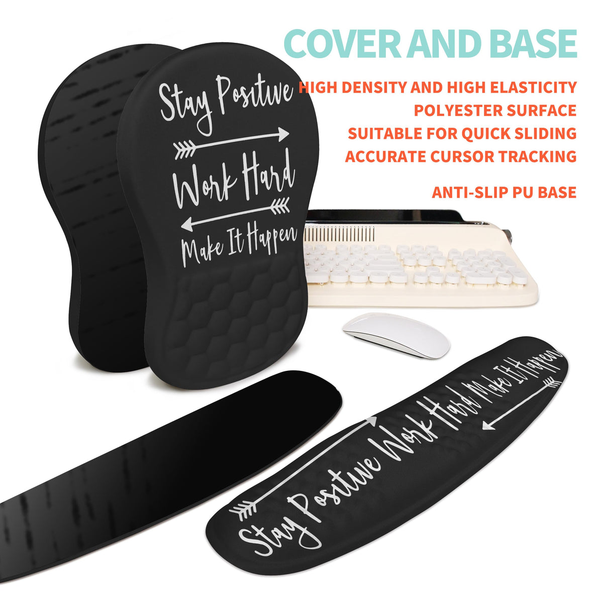 KUOSGM 2-in-1 Ergonomic Set, Wave Rise Keyboard Wrist Rest and Massage Bulge Slope Mouse Pad Wrist