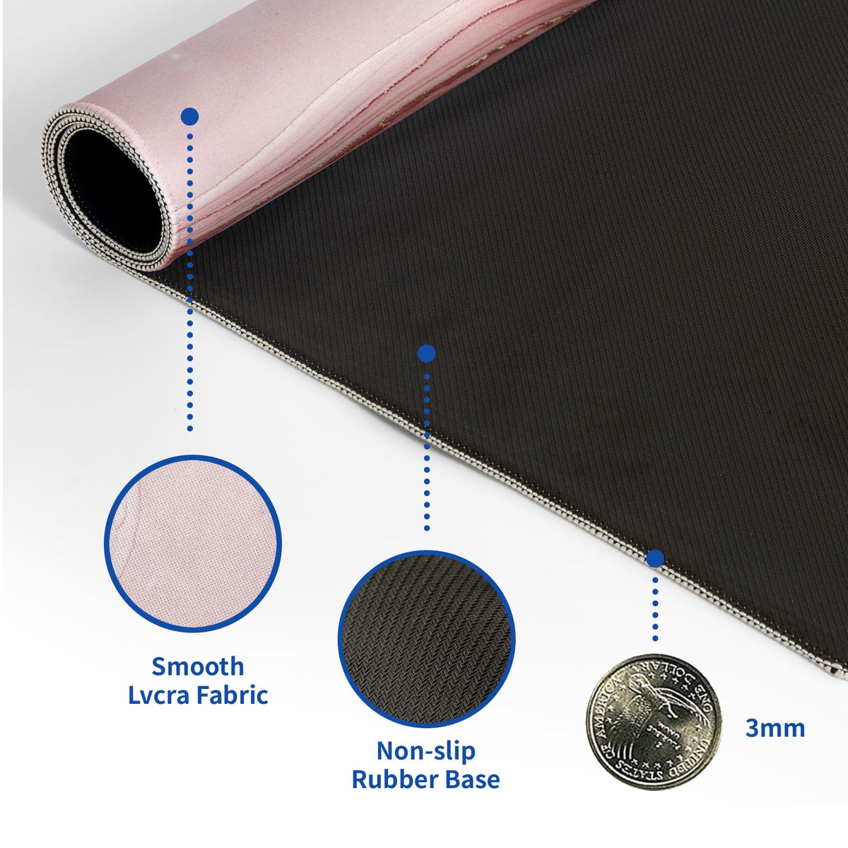 Rose Gold Marble Mouse Pad Abstract Marble Mouse Pad 31.5x11.8 Inch Texture Non-Slip Rubber Base