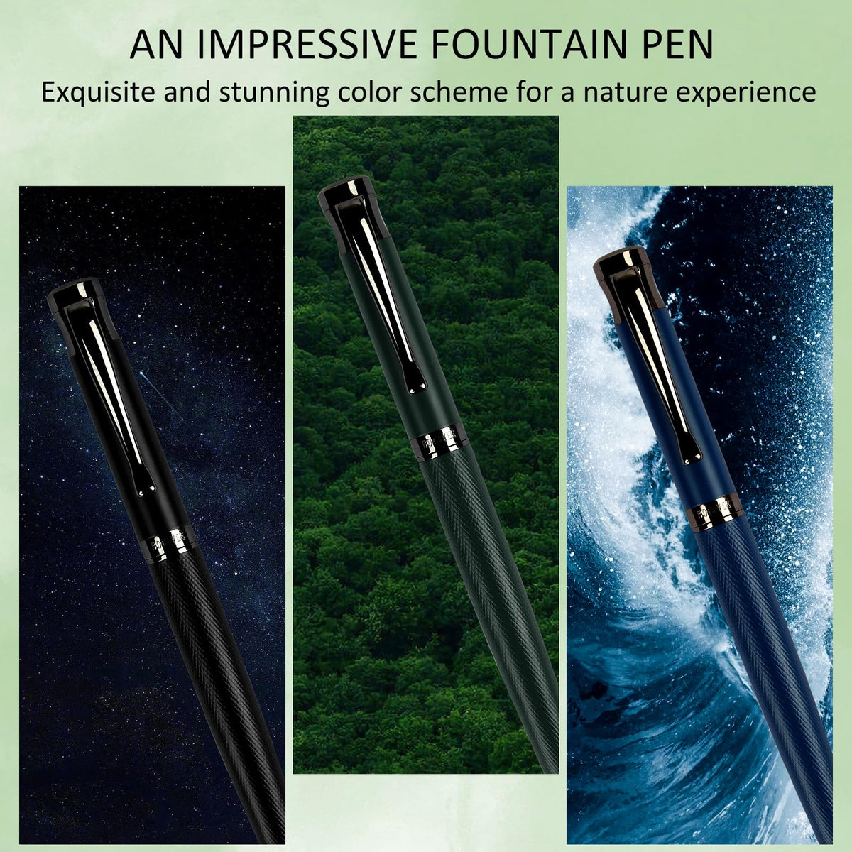 BOCIYER Luxury Fountain Pen Set,Ink Pen for Smooth Writing,Medium Nib,Includes 10 Ink