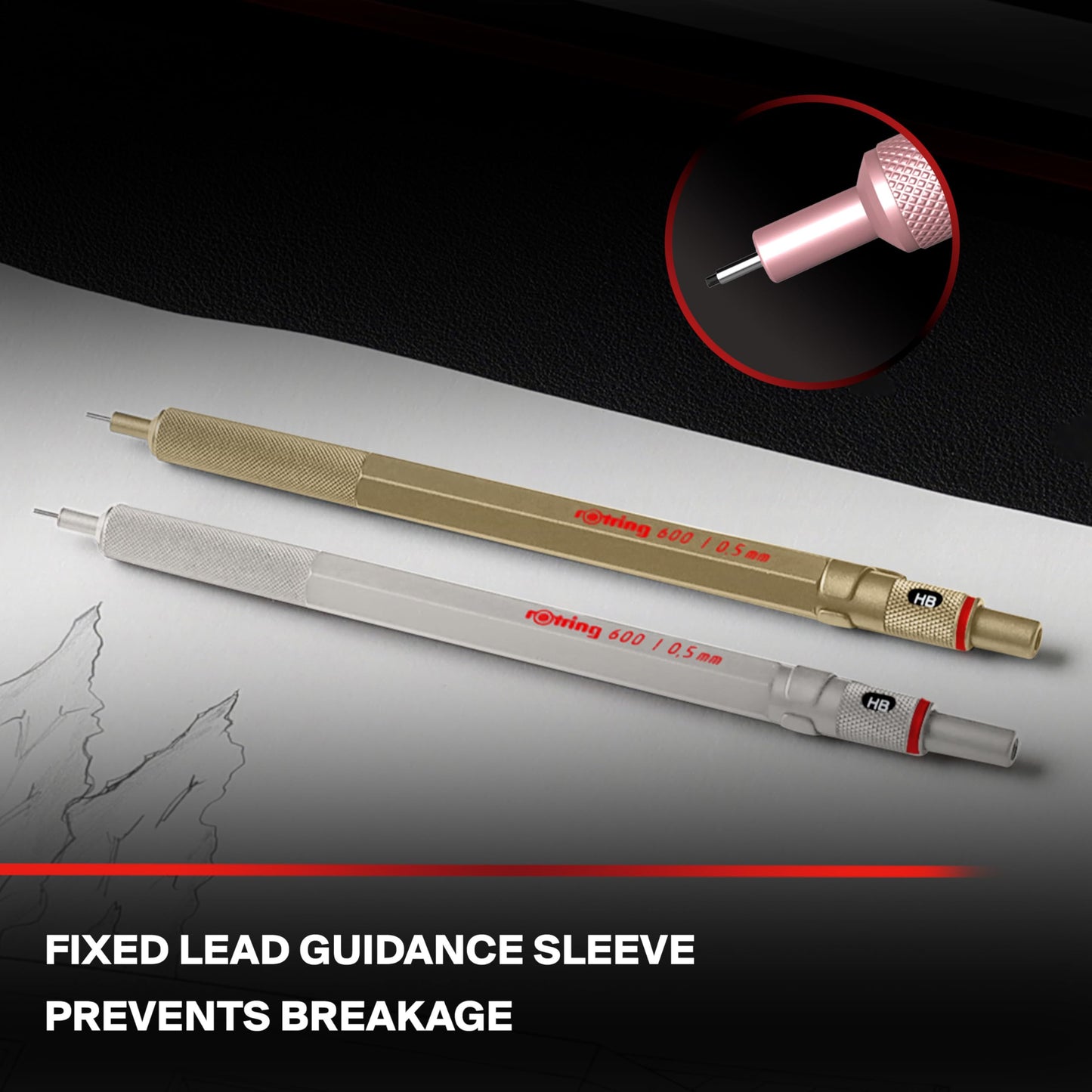 ROTTLING Mechanical Pencil Rose Gold 600 2158794 0.5mm rOtring Mechanical Pencil Fine Writing