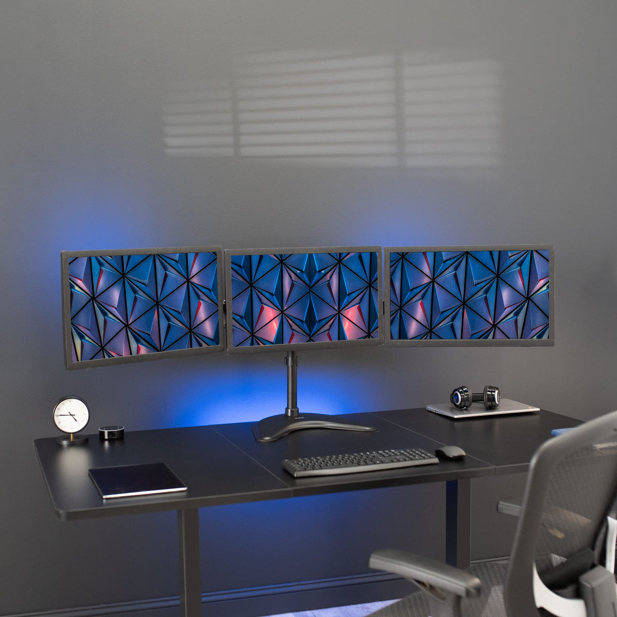 VIVO Triple Monitor Mount Fully Adjustable Desk Free Stand for 3 LCD Screens up to 24 inches