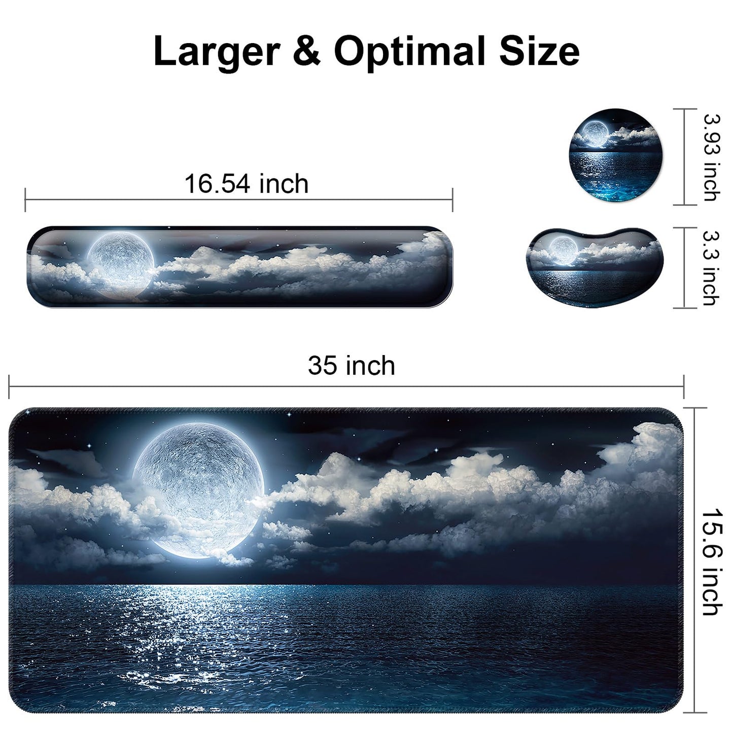 4 in 1 Mouse Pad and Keyboard Wrist Rest,Large Desk Mat,Coaster Set-Ocean