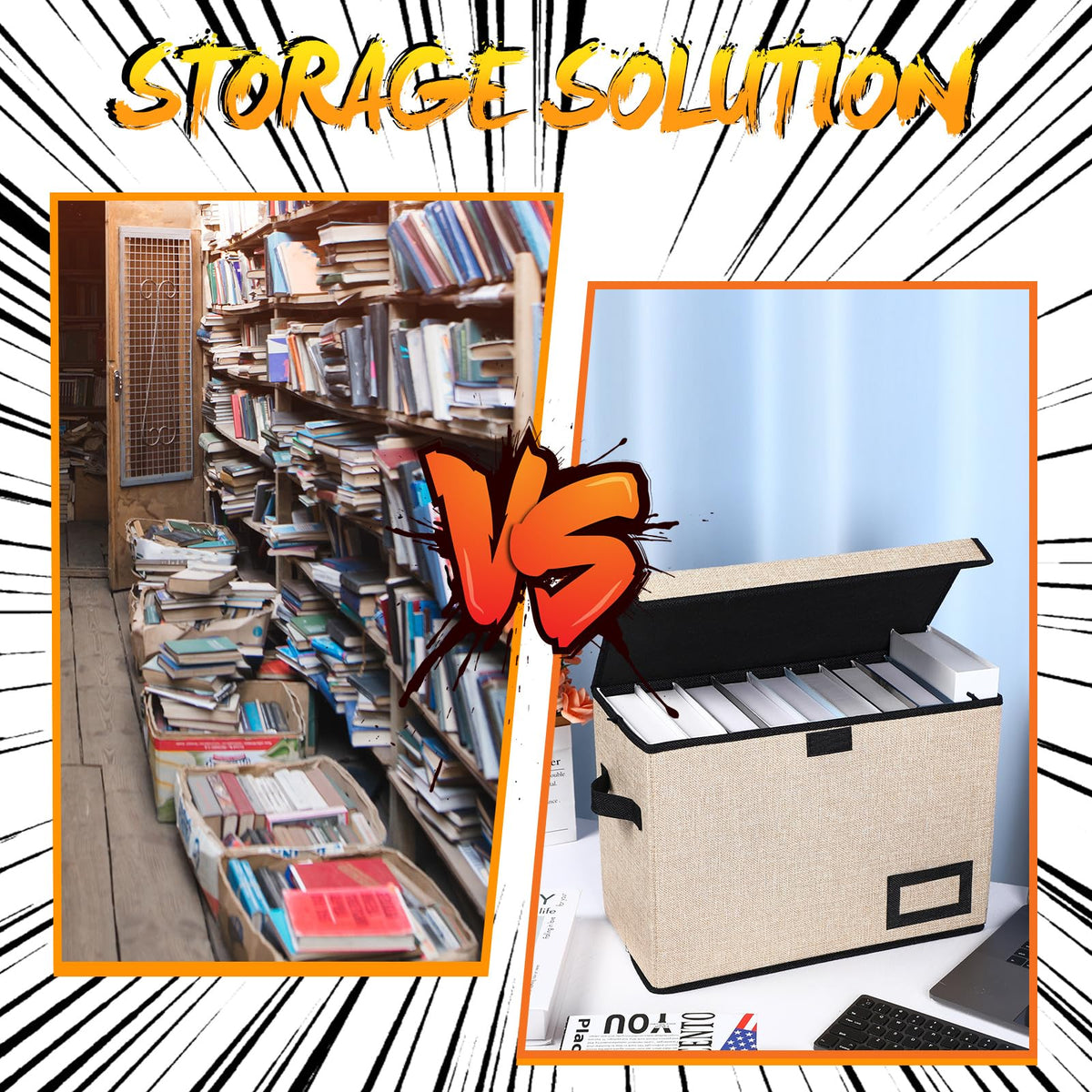 Chuangdi 6 Pcs Comic Book Storage Boxes,Beige