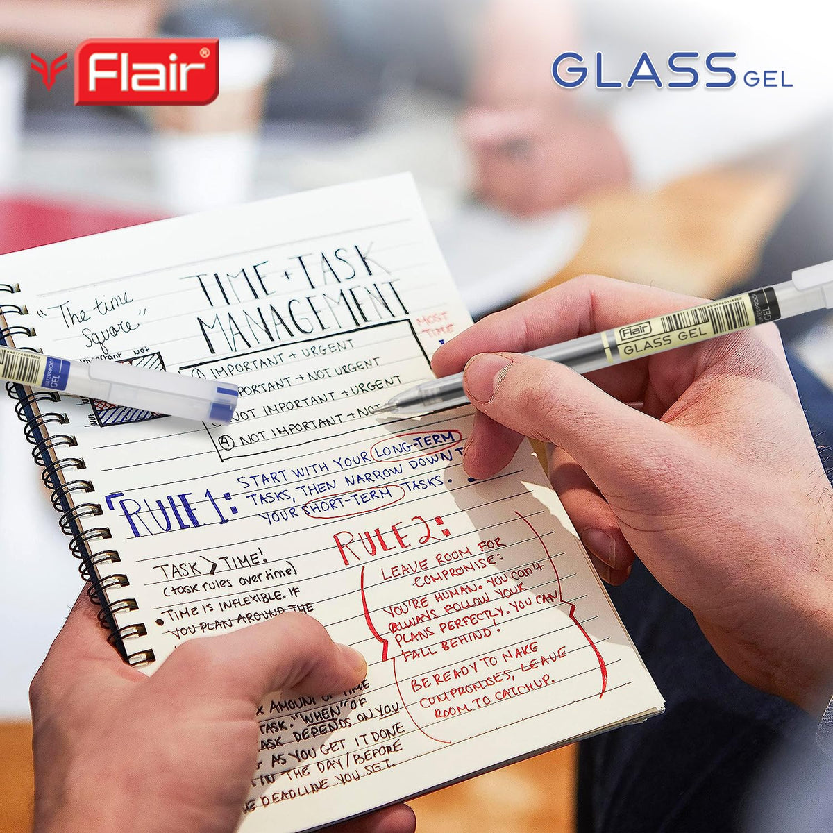 FLAIR Glass 0.6mm Gel Pen Stand | Transparent Glass Design With Soft Rubber Grip | Waterproof