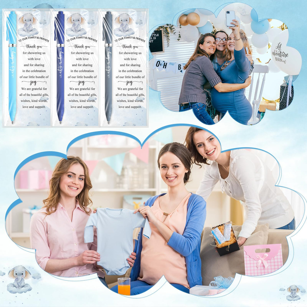 Engrowtic 50 Set Baby Shower Gifts Pens for Guests Bulk Baby Shower Party Favors Retractable