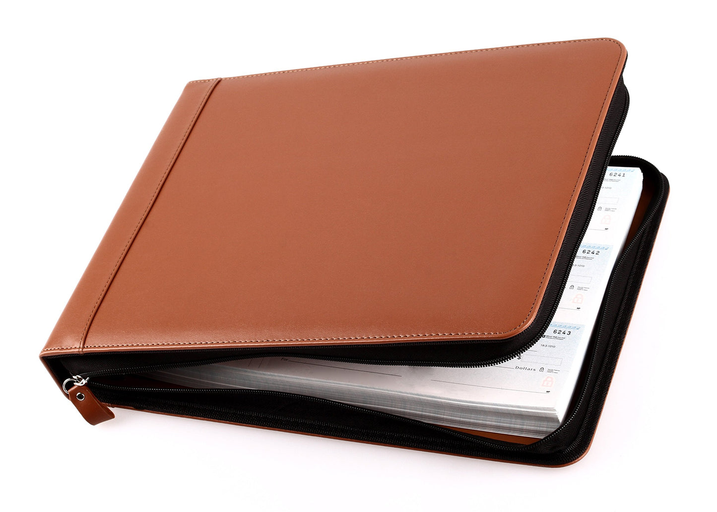 2Fold Zippered Business Checkbook Binder - 7 Ring Binder for Business Checks with Built-in