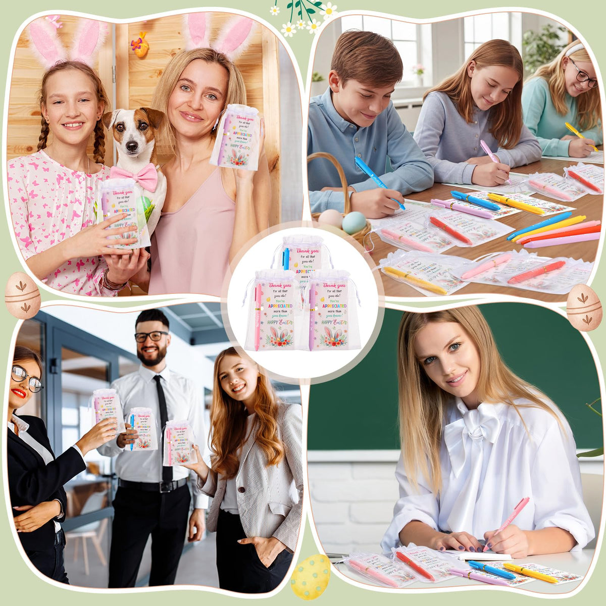 Marspark 30 Set Colorful Easter Gifts Bulk Happy Easter Ballpoint Pens and Bunny Eggs Greeting