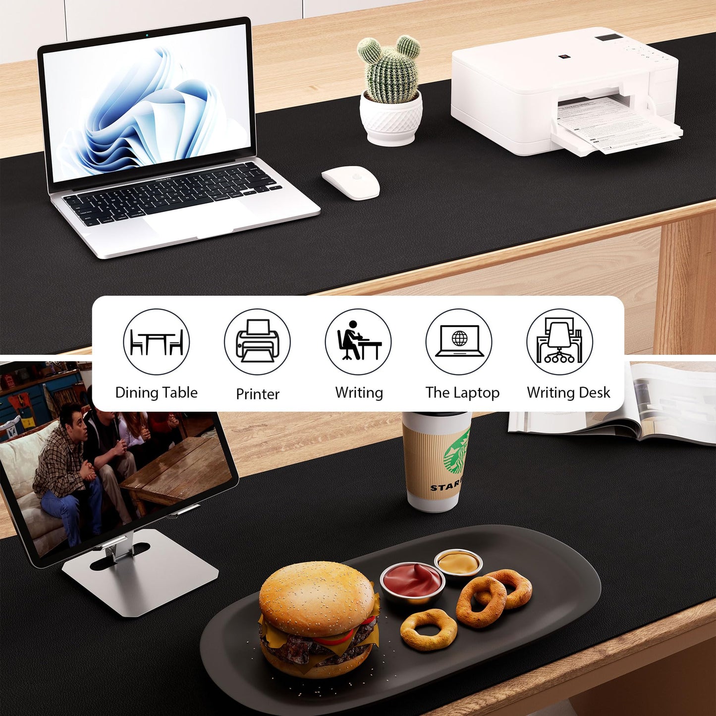 Aothia Leather Desk Pad Protector, Office Mat, Large Mouse Pad, Laptop Desk Pad, Non-Slip PU