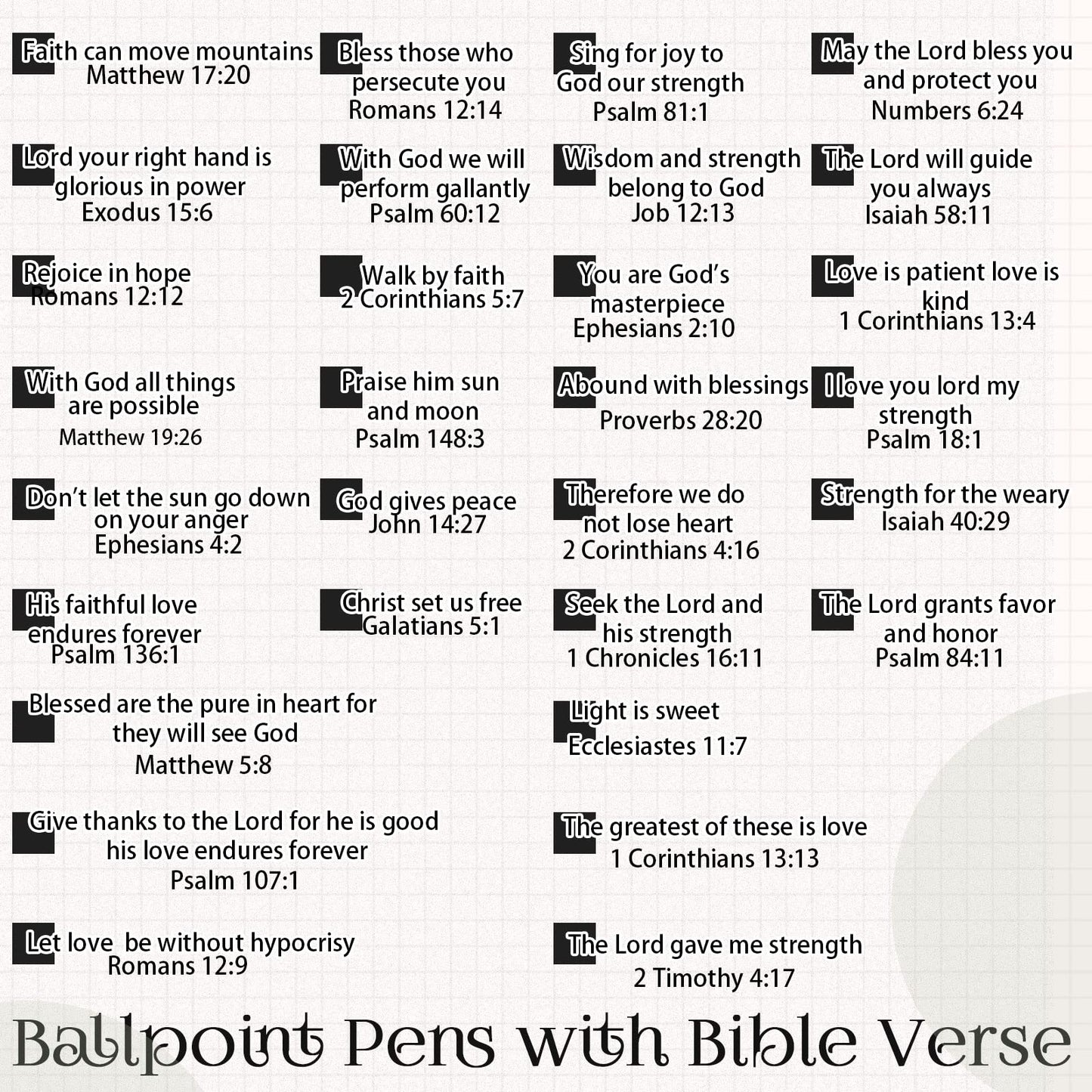 Geosar 30Pcs Christian Bible Verse Ballpoint Pen Gift Scripture, Black