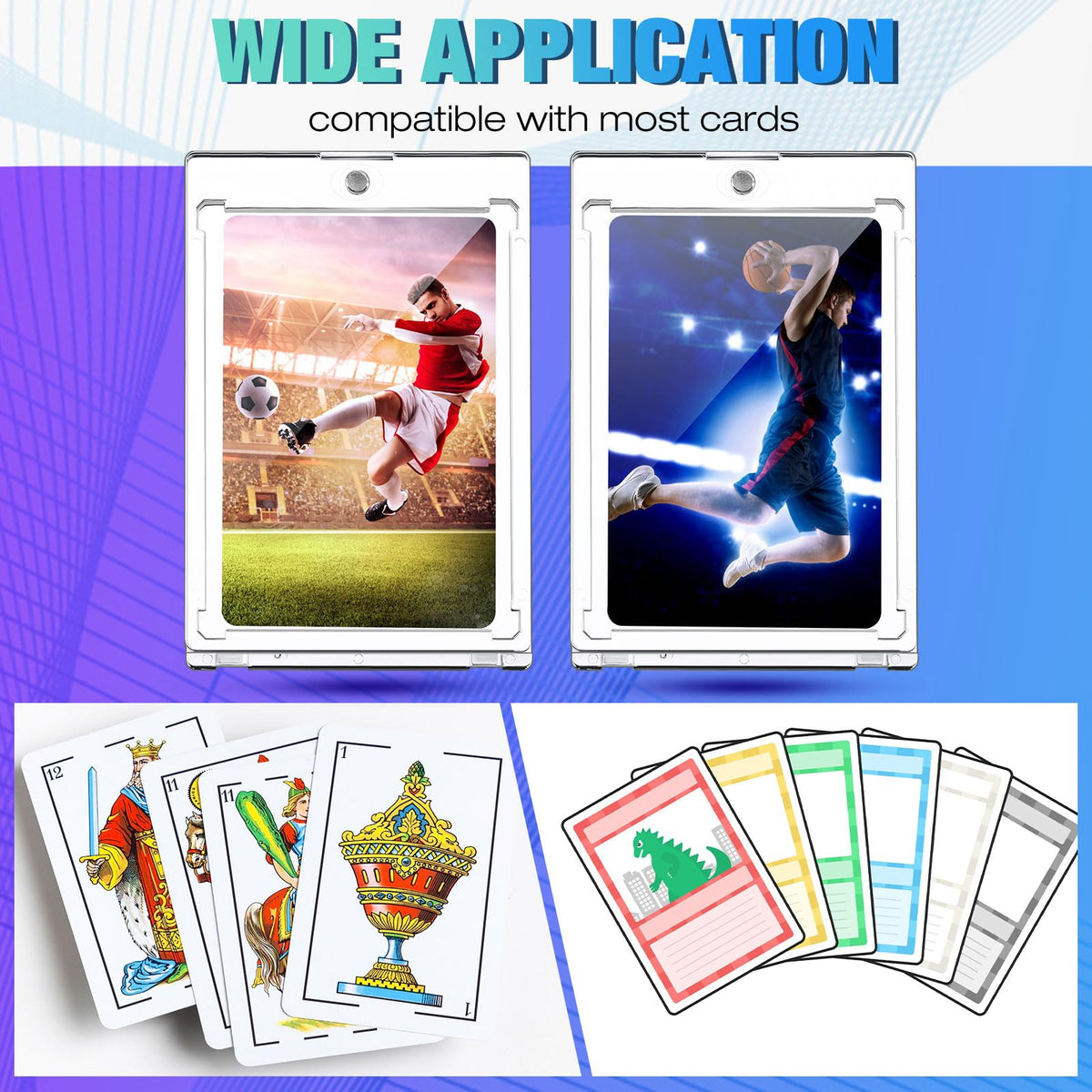 SATINIOR 60 Pcs Clear 100 Pt Magnetic Card Holders for Trading Cards