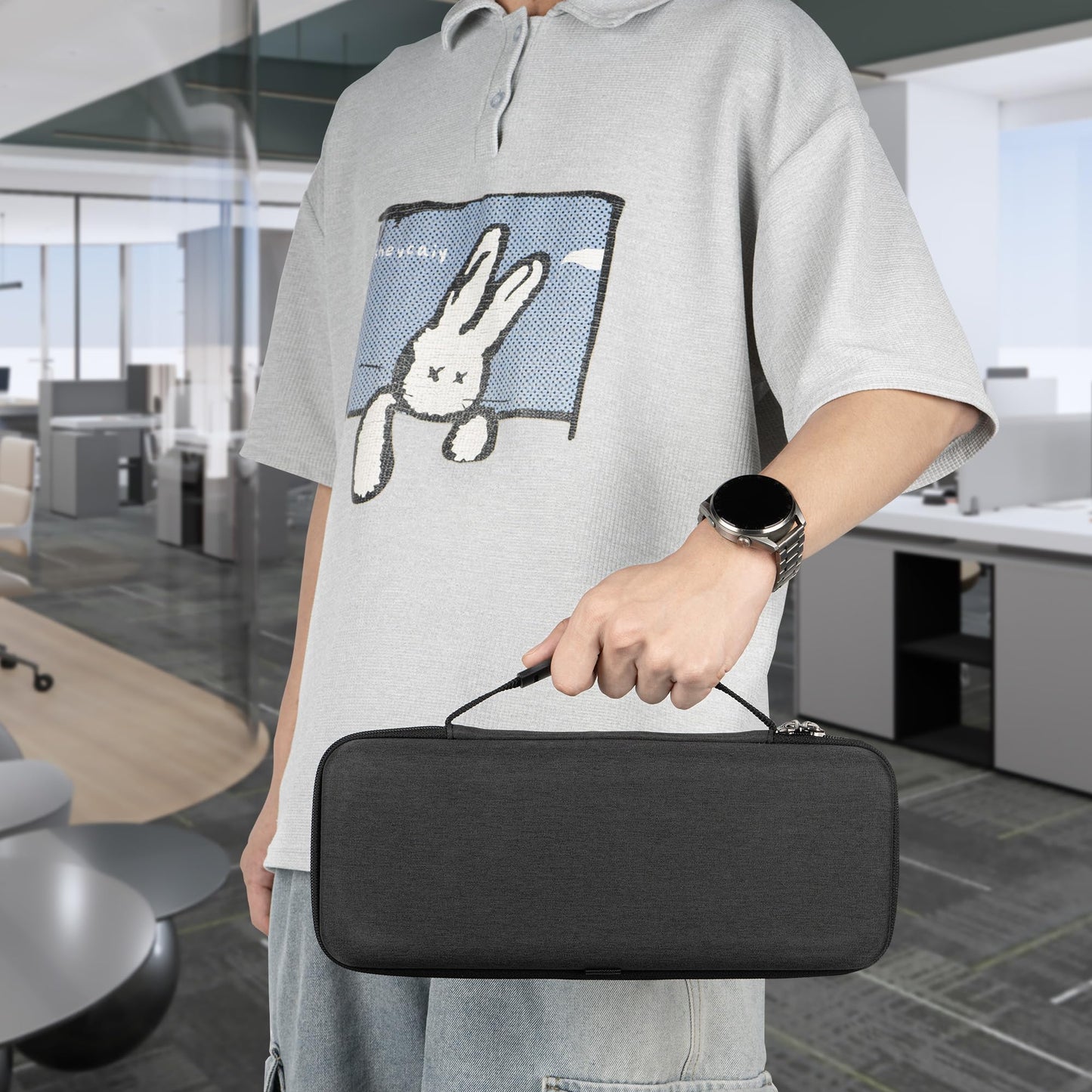 GEEKRIA 60% Compact Keyboard Case, Hard Shell Travel Carrying Bag for 61 Keys Computer Keyboard